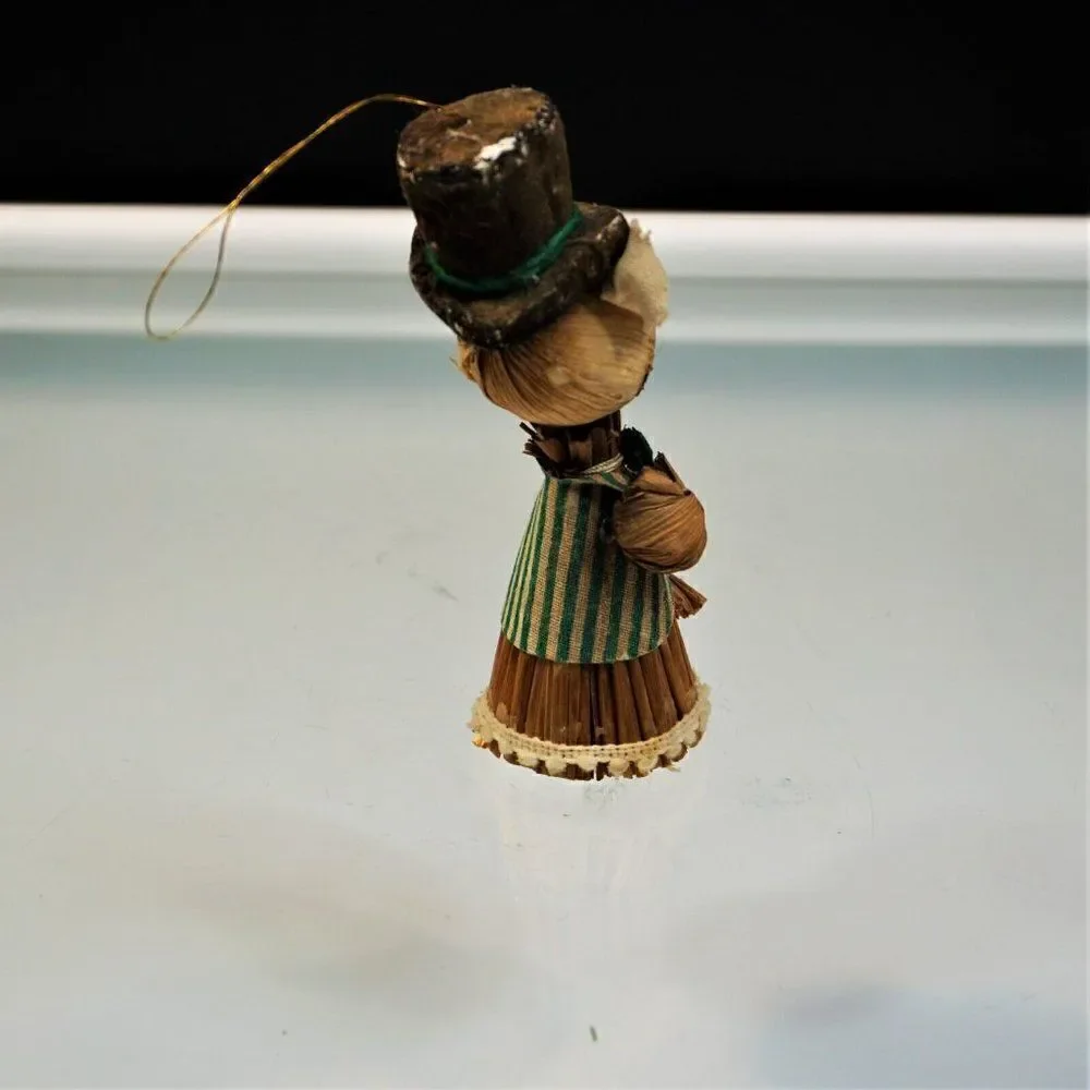 Straw Mouse Vintage Christmas Ornament Top Hat Mouse